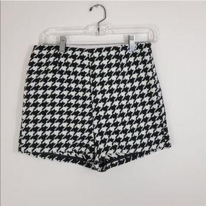 Houndstooth High Waisted Shorts Plaid Checkered